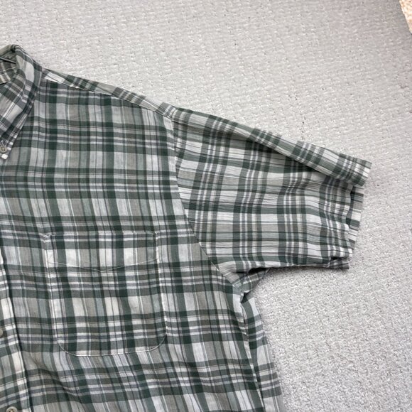 VTG Arnold Palmer Shirt Men L Tall Blue Green Button Down Silk Feel Read - Picture 4 of 15